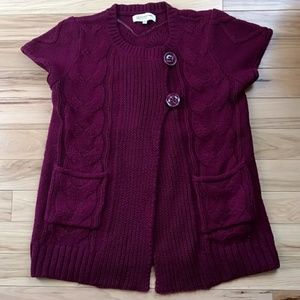 Petite Jones New York Short Sleeved Button Sweater
